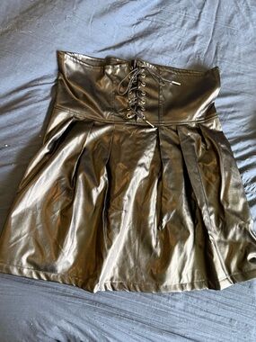 SHEIN High-Waist Faux Leather Pleated Mini Skirt - Black